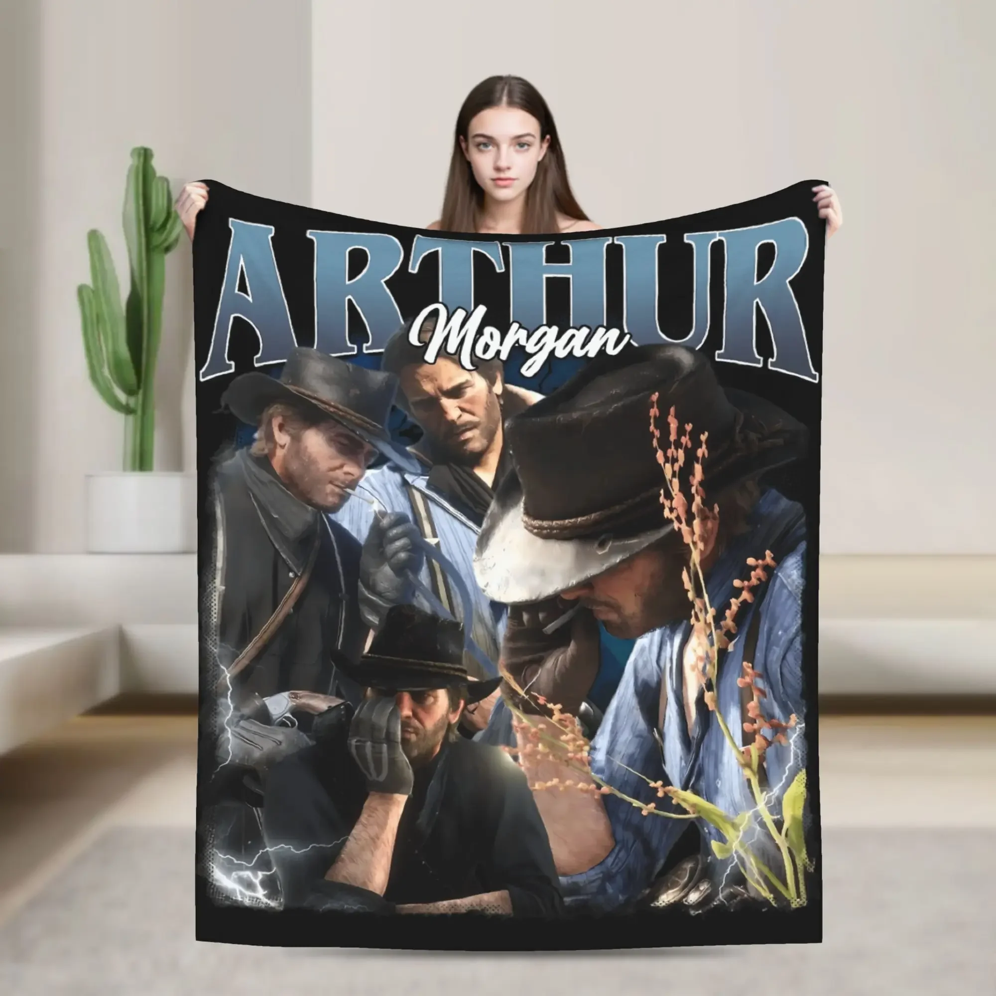 Arthur Morgan Vintage Movie Blanket Super Soft Novelty Plush Throw for Indoor Outdoor Camping Flannel Bed Cover
