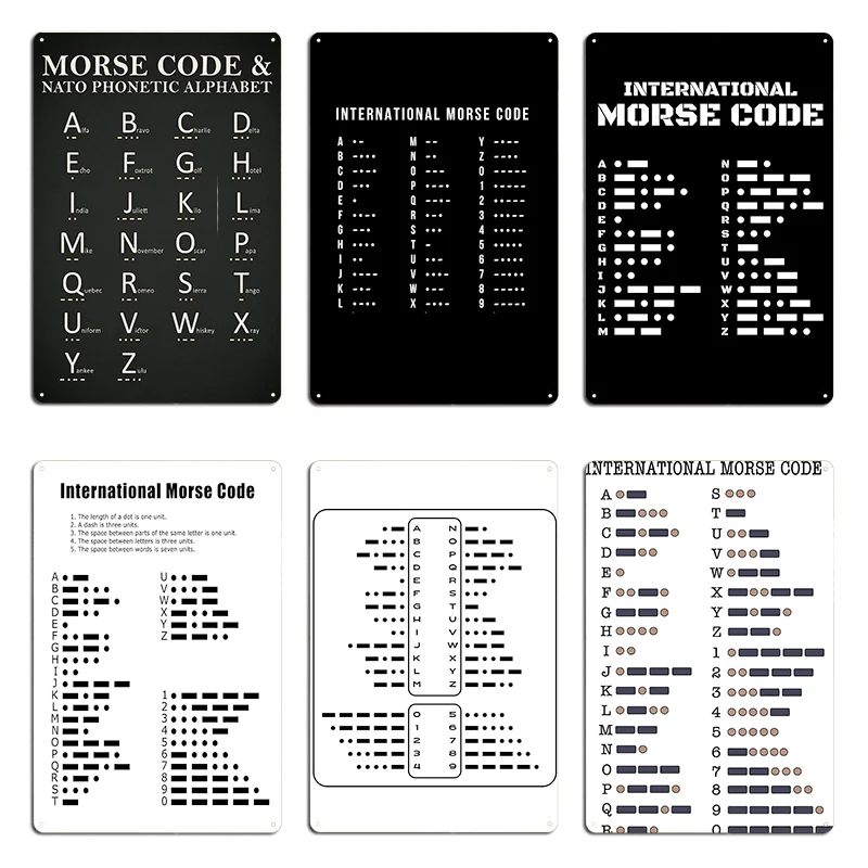 International Morse Code Metal Sign Wall Plaque create Garage Club Wall pub Morse Code Tin sign Posters