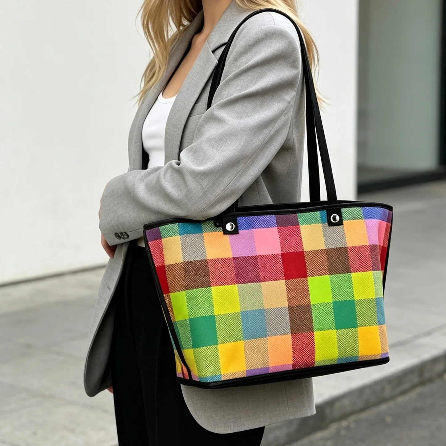 Medium Nylon Reversible Tote Bag for Women, Large Capacity Laptop Bag, Fashionable Top Handle Shoulder Handbag