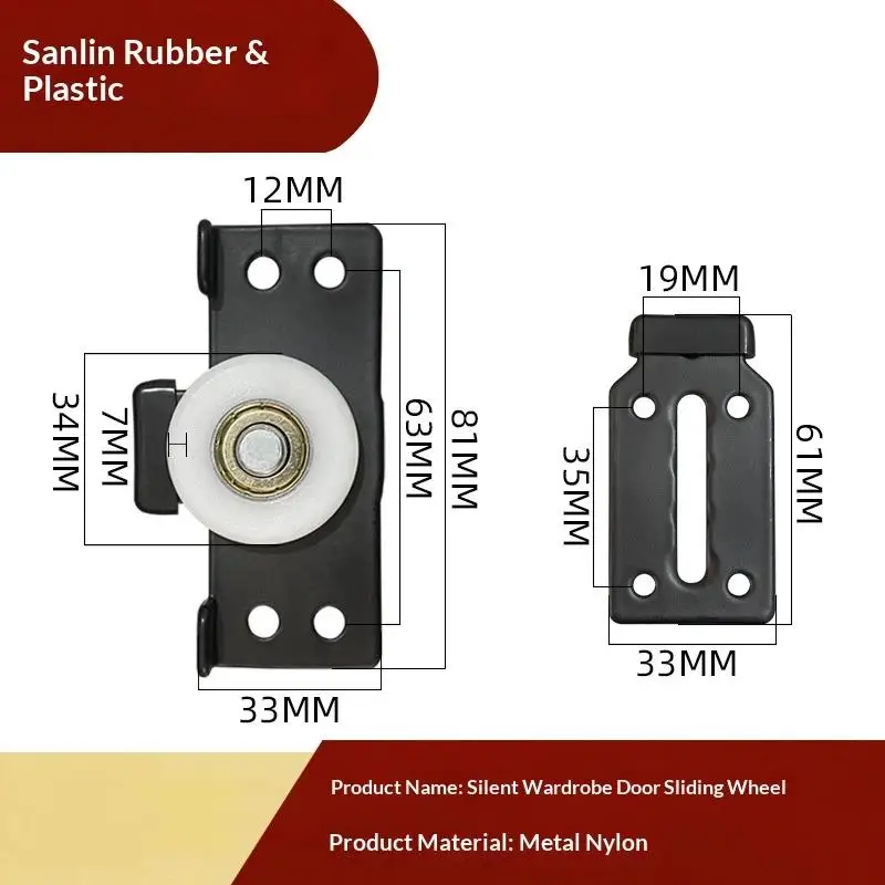 Sliding Door Roller Replacement Part Heavy Duty Smooth Nylon Wheel Sturdy Metal Bracket for Bathroom  Upgrade