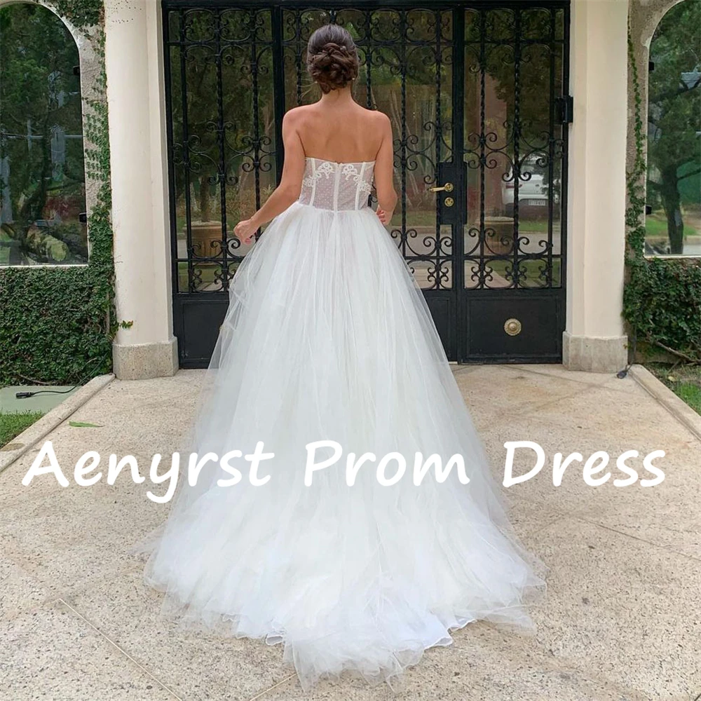 Aenyrst elegante Sweetheart corlet Tulle abiti da sposa una linea perle Backless lunghezza del pavimento Boho abiti da sposa su misura 2024