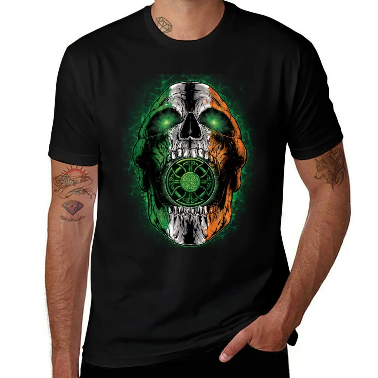 

Irish Pride Screaming Skull T-Shirt graphic tee shirt animal prinfor boys blanks men clothings