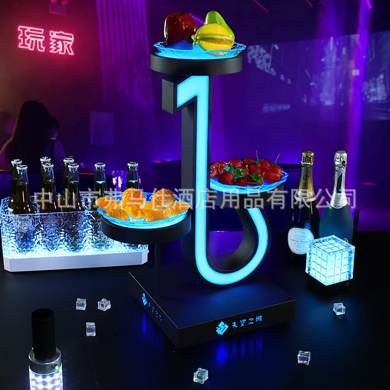 

Bar KTV glowing fruit plate creative musical note three-layer fruit platter nightclub lounge snack dish rack