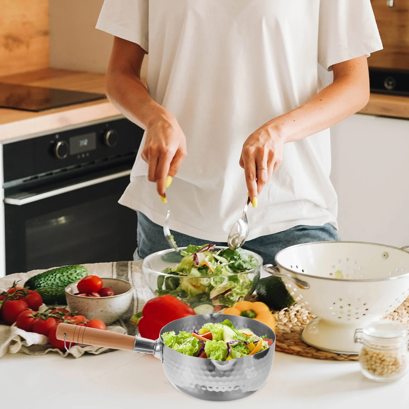 

Stainless Steel Soup Pot Premium Material Anti Scalding Handle Easy Clean Kitchen Helper Stovetop Milk Steamer Deep Fry