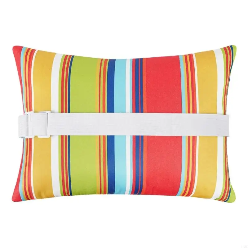 2Pcs Waterproof Lounge Chair Head Pillow with Adjustable Strap for Outdoor Furniture Waterproof Lumbar Support Cushion