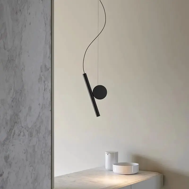 Minimalist bedside fishing line long chandelier multi-angle free adjustment bar counter bedroom background wall lighting