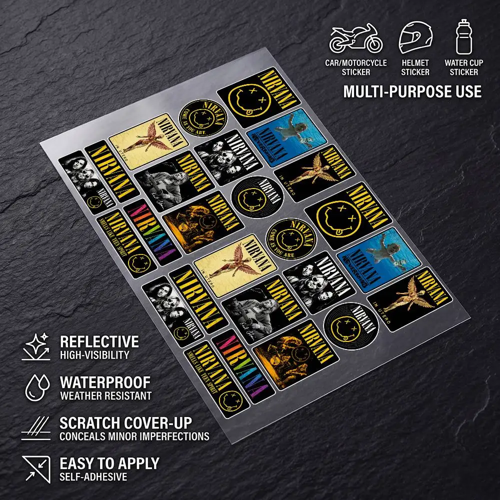 N-Nirvana Safety Reflective Waterproof Auto Decal Scratch Cover Stickers Universal For Bike Helmet Mug Refrigerator