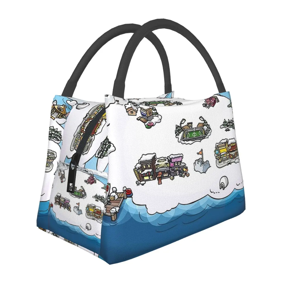Club Penguin M Insulated Lunch Bag for Women Bento Storage Food Boxes Portable Container Cooler Thermal Lunch Box Tote