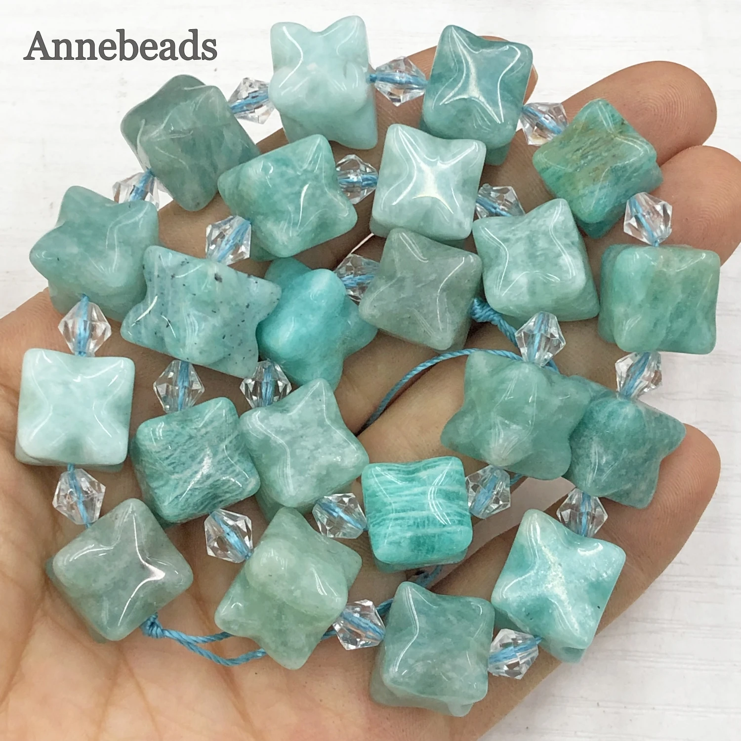 12-13mm Natural Leafy Shape Amazonite Cube Stone Beads Loose Square Beads For Jewelry Making Diy Bracelet Accessorise Earrings