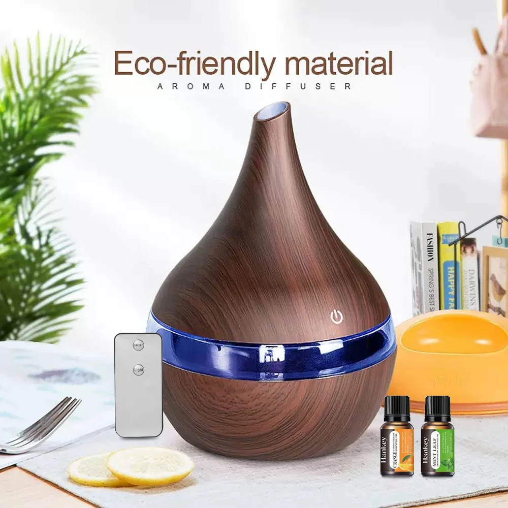 Ultra-Quiet Sleep Humidifier with Changing Night Light 300ml Remote Control Cool Mist Essential Oils Diffuser for Relaxtion
