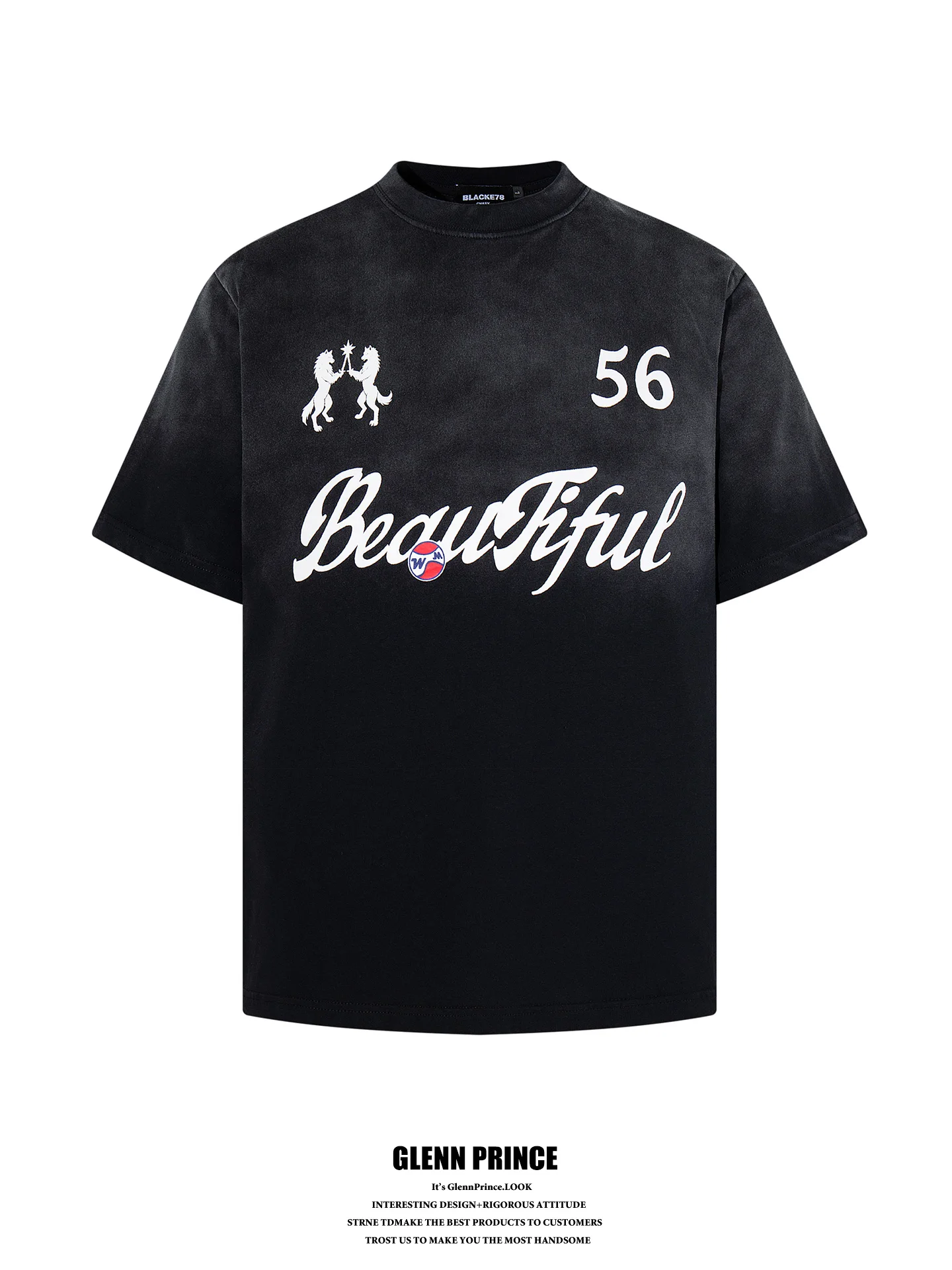 

GPstudio American Retro Distressed Letter Print Short Sleeve T-shirt Men's Sporty Half Sleeve Tee Shoulder Width Regular