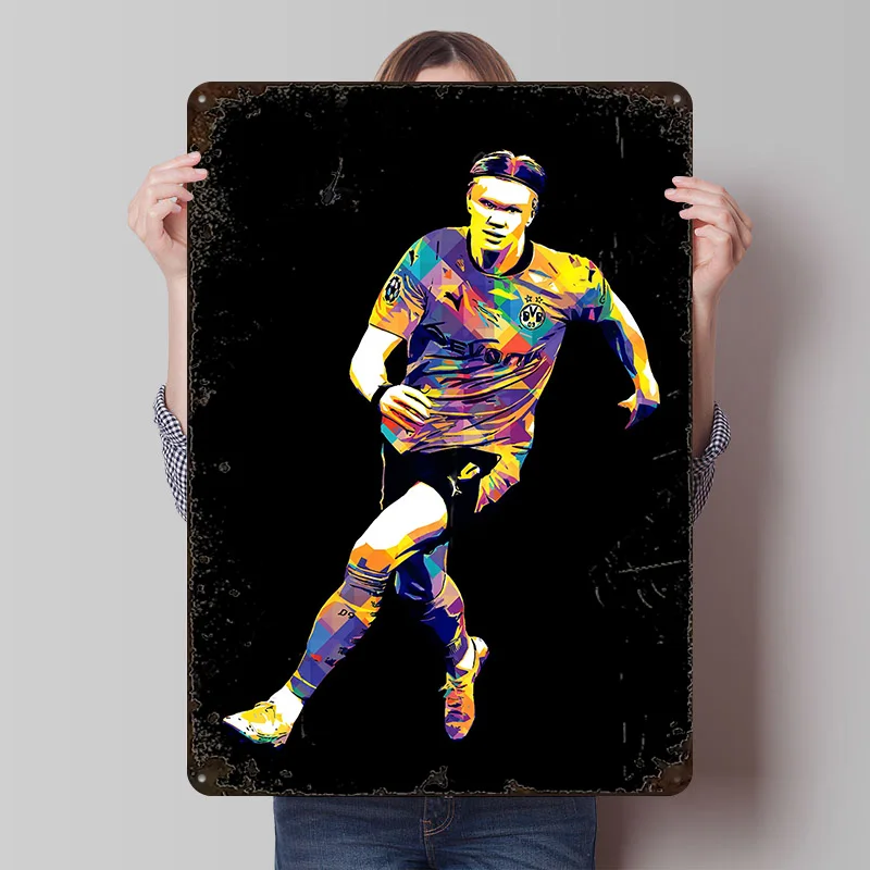 Erling Haaland Tin Poster Customized Wall Art Retro Vintage Metal Signs for Fans Room Home and Decoration Gaming Bar Accessories