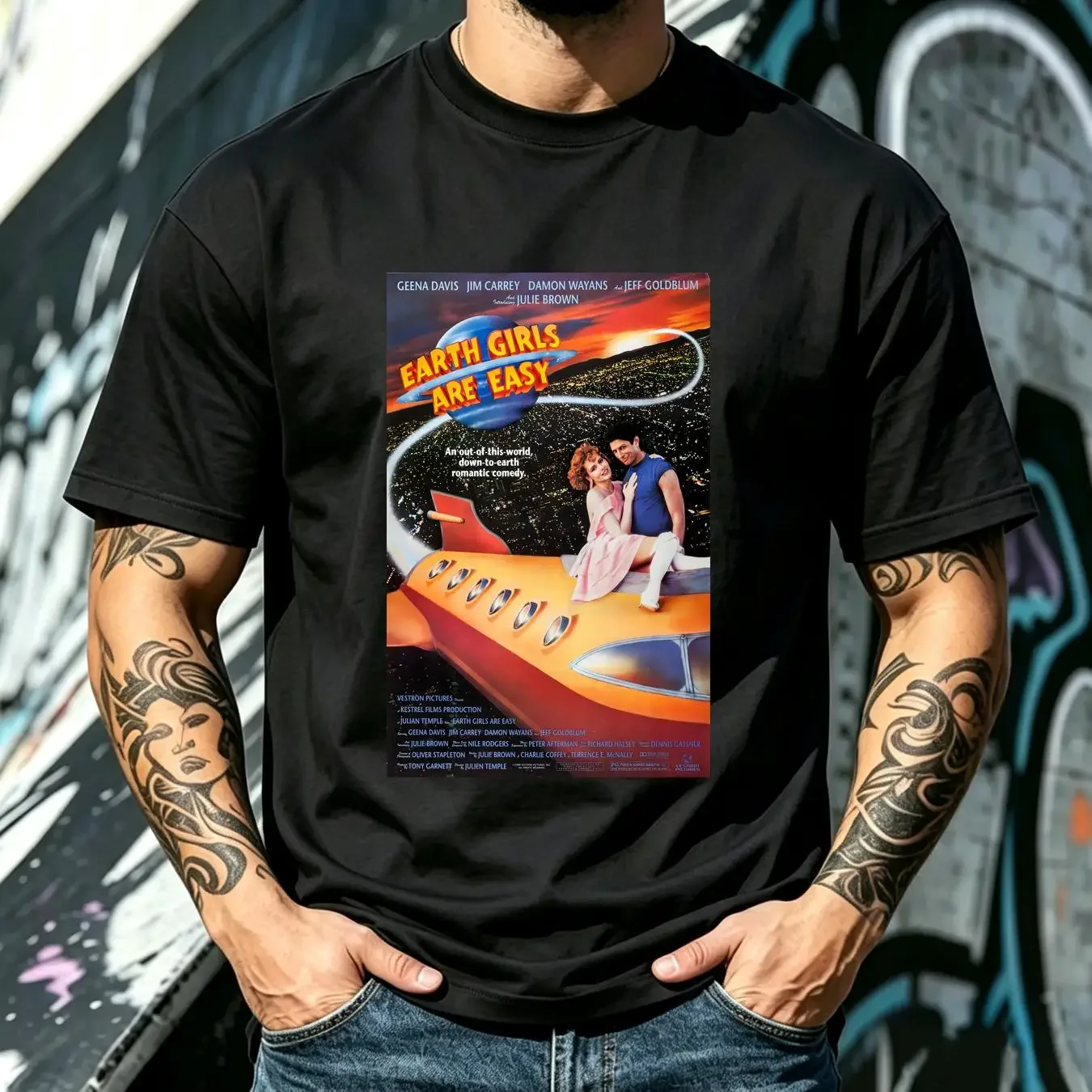 washed T Shirt EARTH GIRLS ARE EASY 4k bluray dvd cover SMALL MEDIUM LARGE or XL vintage Washed Breathable Soft Versatile