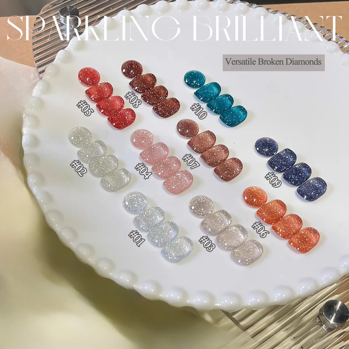 1 stücke WS Herbst Winter Nägel Blau Weiß Gebrochen Diamant Gel Nagellack 2025 Super Flash Silber Kristall Nail art Nagel liefert