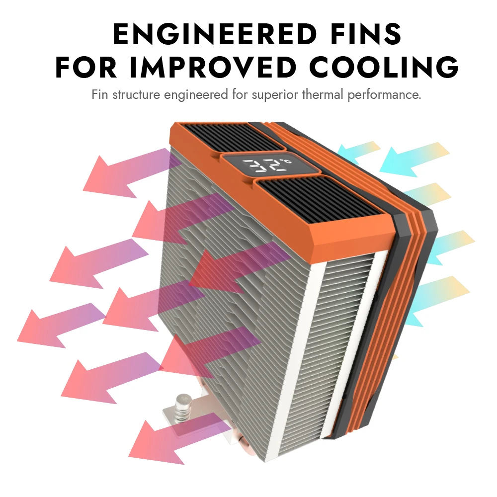 M400 cpu cooler 4 tubo de calor com display digital refrigerador de ar 120mm ventilador argb para intel lga 115x/1700/18xx amd am5 am4 ventilador