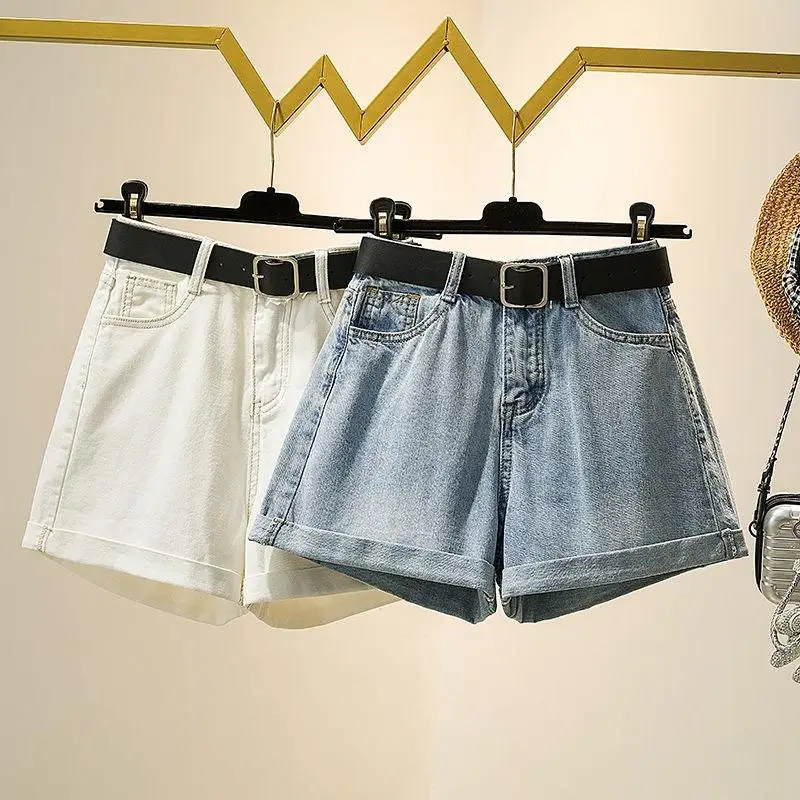 

Летние модные джинсы с высокой талией и широкими штанинами, женская одежда, студенческая одежда, свободный крой, модный утягивающий подол с закатанным краем