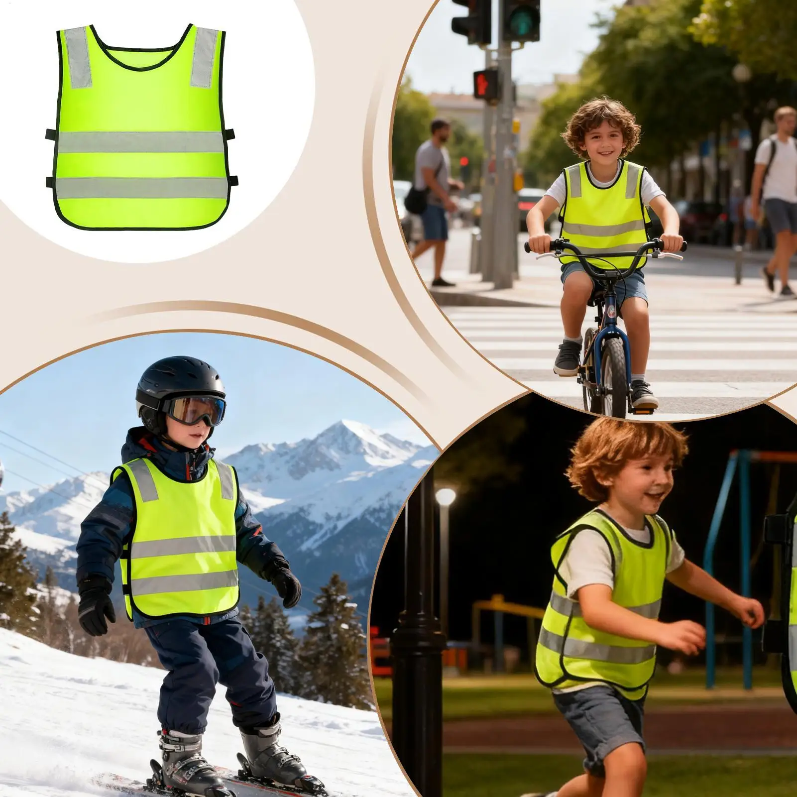 

Защитный жилет для детей, 10-компонентный уличный жилет, жилет повышенной видимости для дорожного движения, ходьбы, бега, езды на велосипеде, катания на лыжах, кемпинга