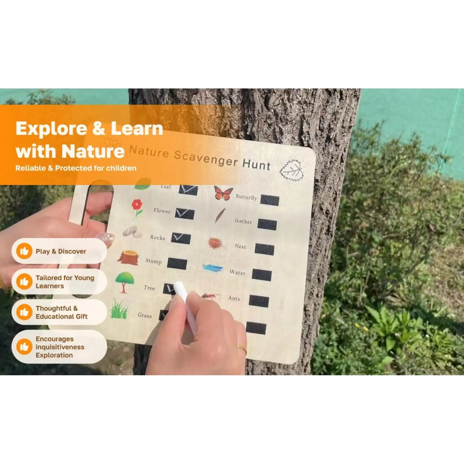 

Nature DIY Craft Kit Exploration Game Scavenger Hunt Journal для мальчиков и девочек