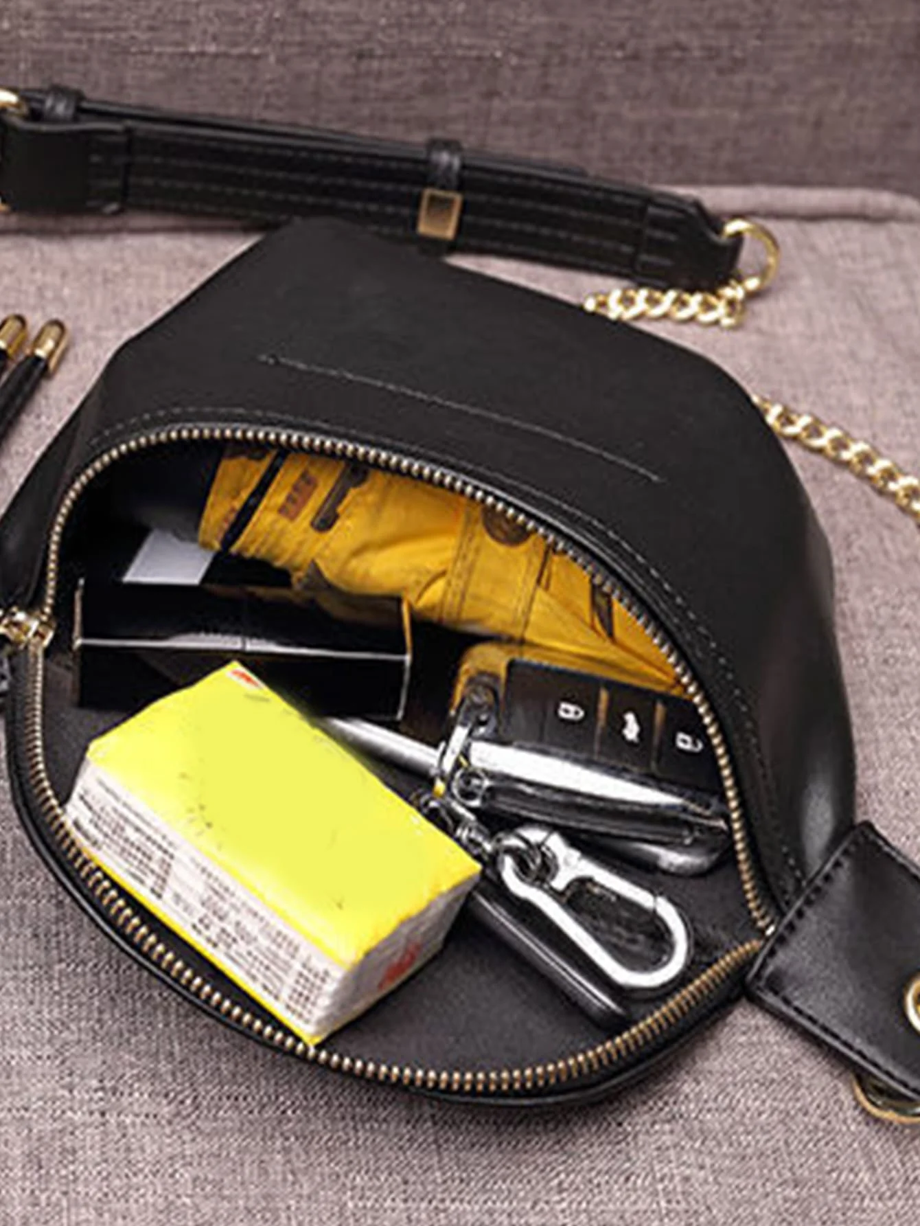 1PC Design  Leather Waist Bags With Chain Belt For Women Shoulder Crossbody Purses Lady Chest Bag