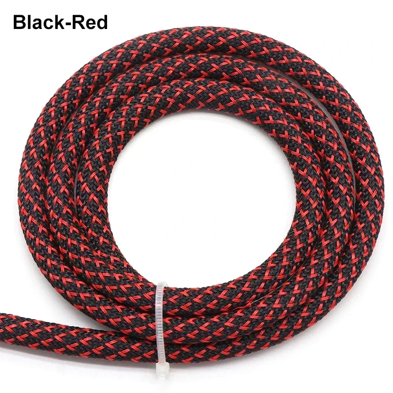 1~40m Black-Red Cross PET Braid Sleeves 2/4/6/8/10/12/14/16/20/25/30mm High Density Insulated Snake Skin Cable Wrap Sheath