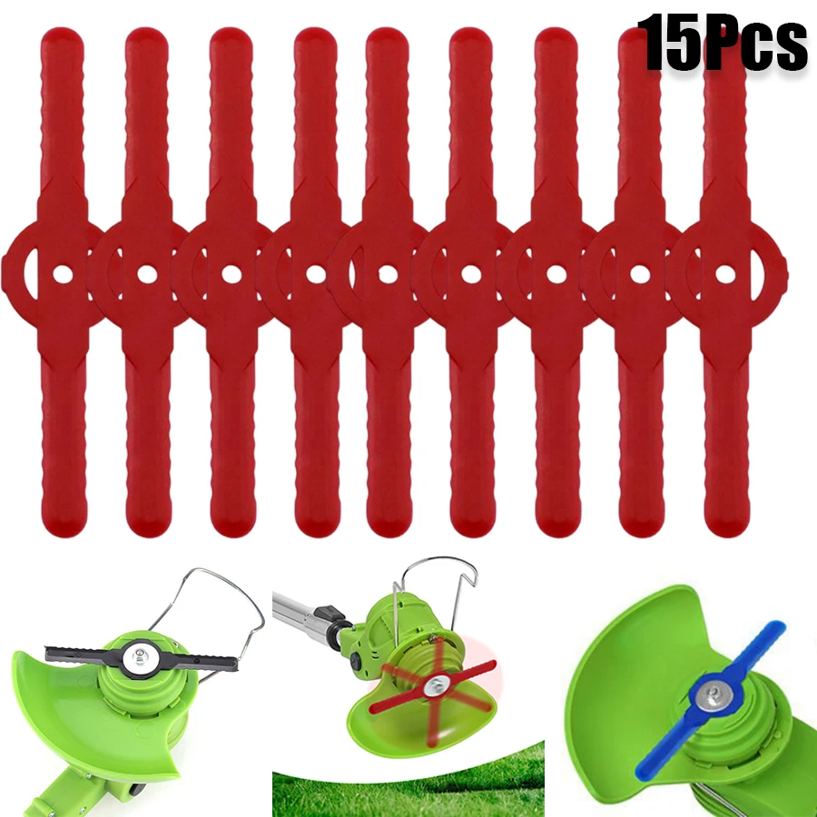 Universal Plastic Cutter Blades Substituição para Garden Lawn Mower Electric Grass Trimmer Aparadores Acessórios 15 Pcs