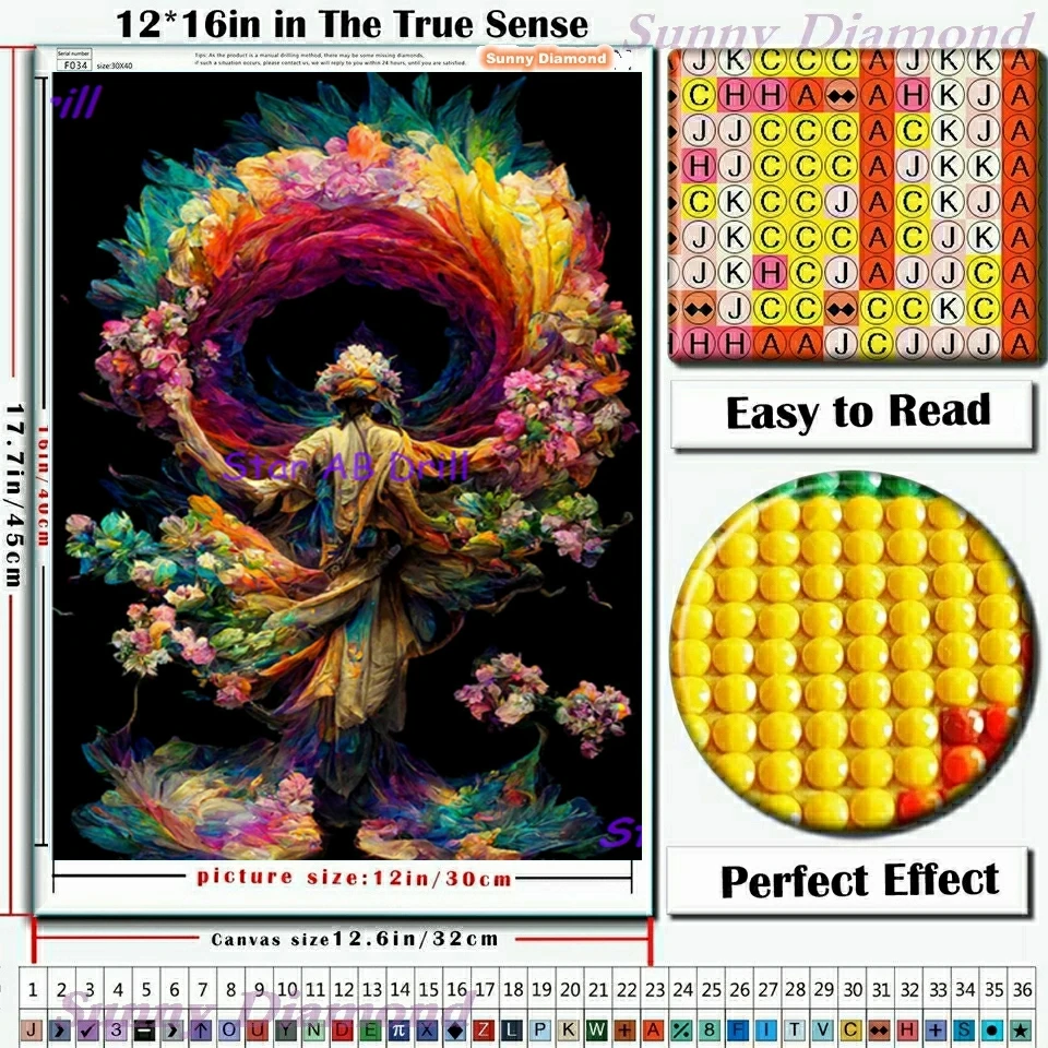 5D DIY Full AB Drill Square Round Diamond Painting Cross Stitch Kits Embroidery God Of Psychedelics Rhinestone Home Decor Poster