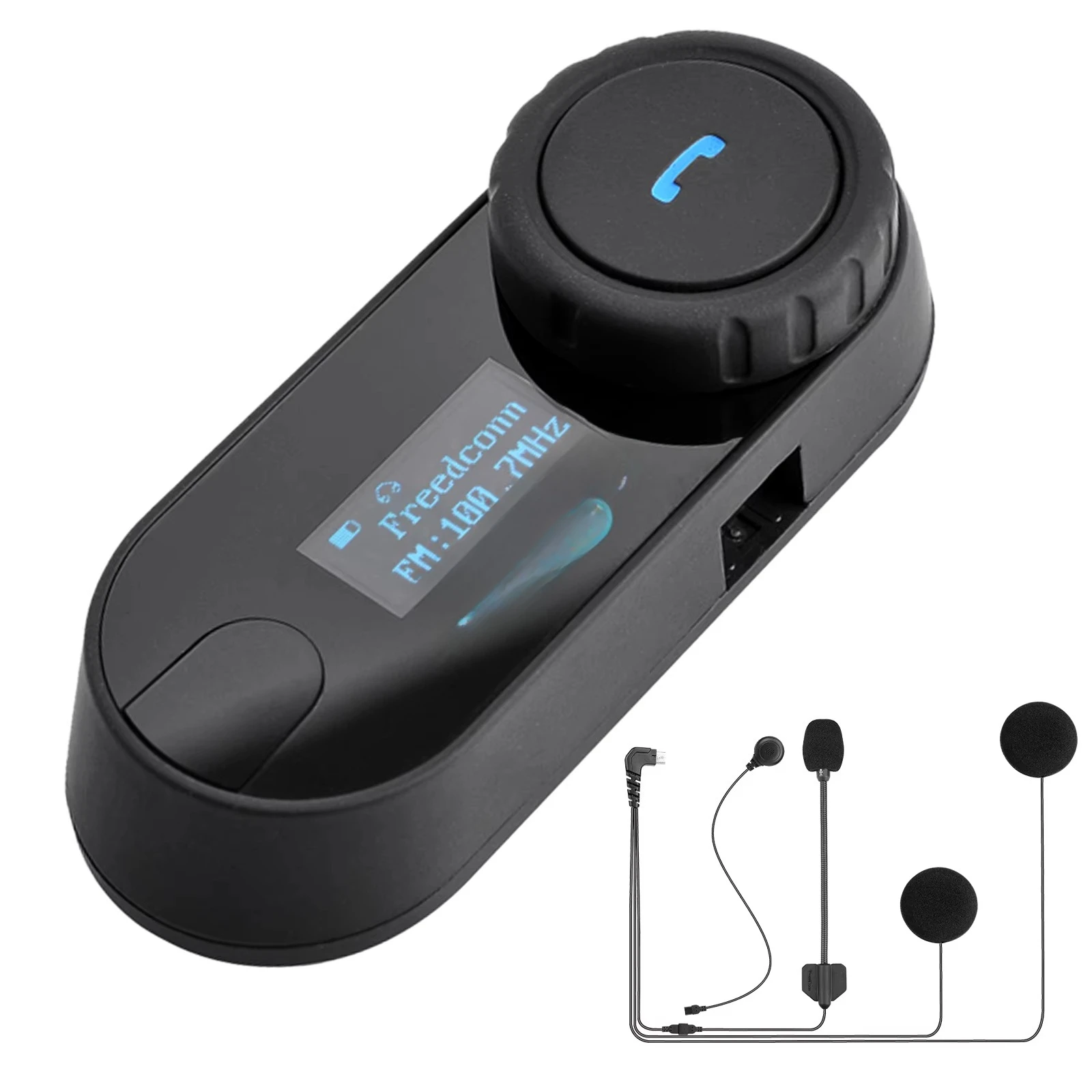 Intercomunicador para Casco de Motocicleta FreedConn TCOM SC, Alcance de 800M, Pantalla LCD, Radio FM, Auriculares con Cancelación de Ruido