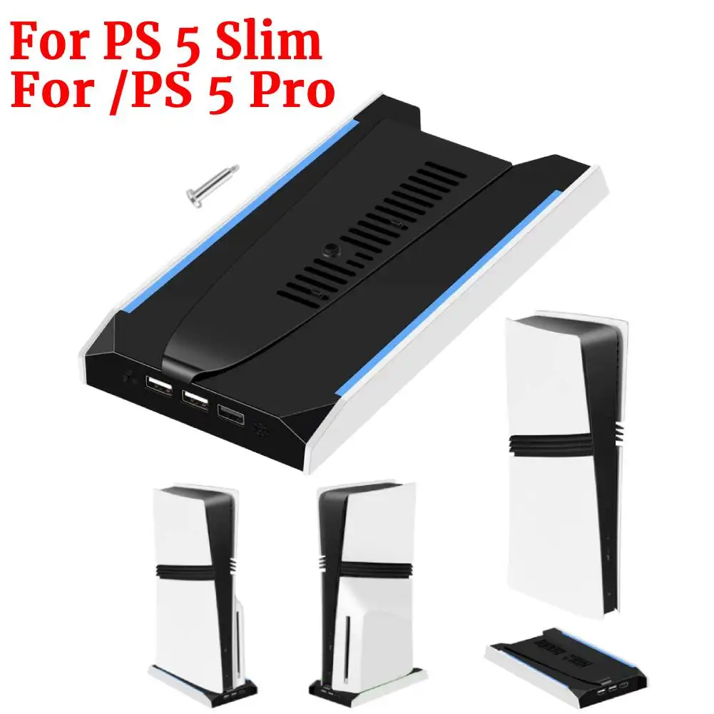 

Подставка для консоли PS 5 Slim/PS 5 Pro RGB с 3 портами USB 2.0, вертикальная подставка для станции Sony Playstation 5, игровые аксессуары