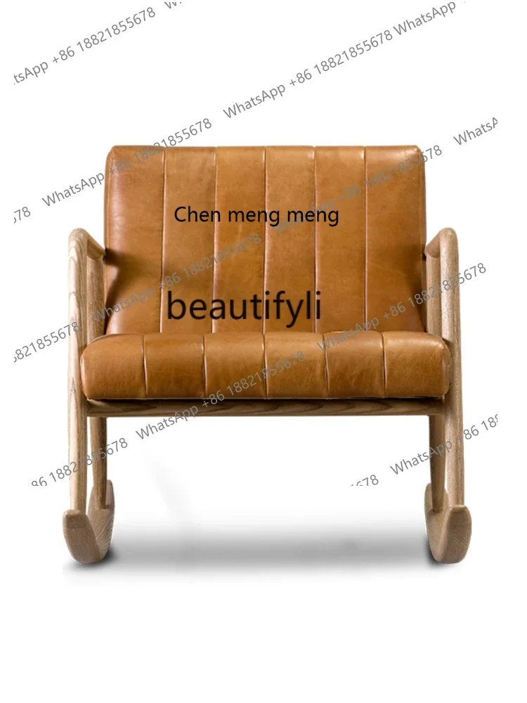 

ss7304 Solid Wood Fabric Rocking Chair Living Room Study Adult Home Use Lazy Recliner Casual Leather Chair