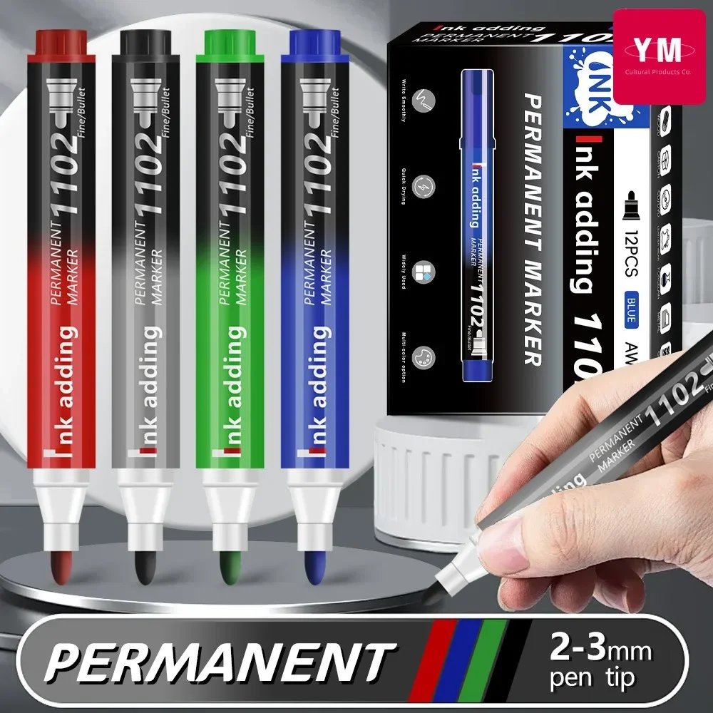 1/10/100pcs 2mm Red Blue Ink Black Permanent Marker Pens, Fine Tip, Waterproof, Quick Drying Drawing Pens Wood Stone Metal Glass