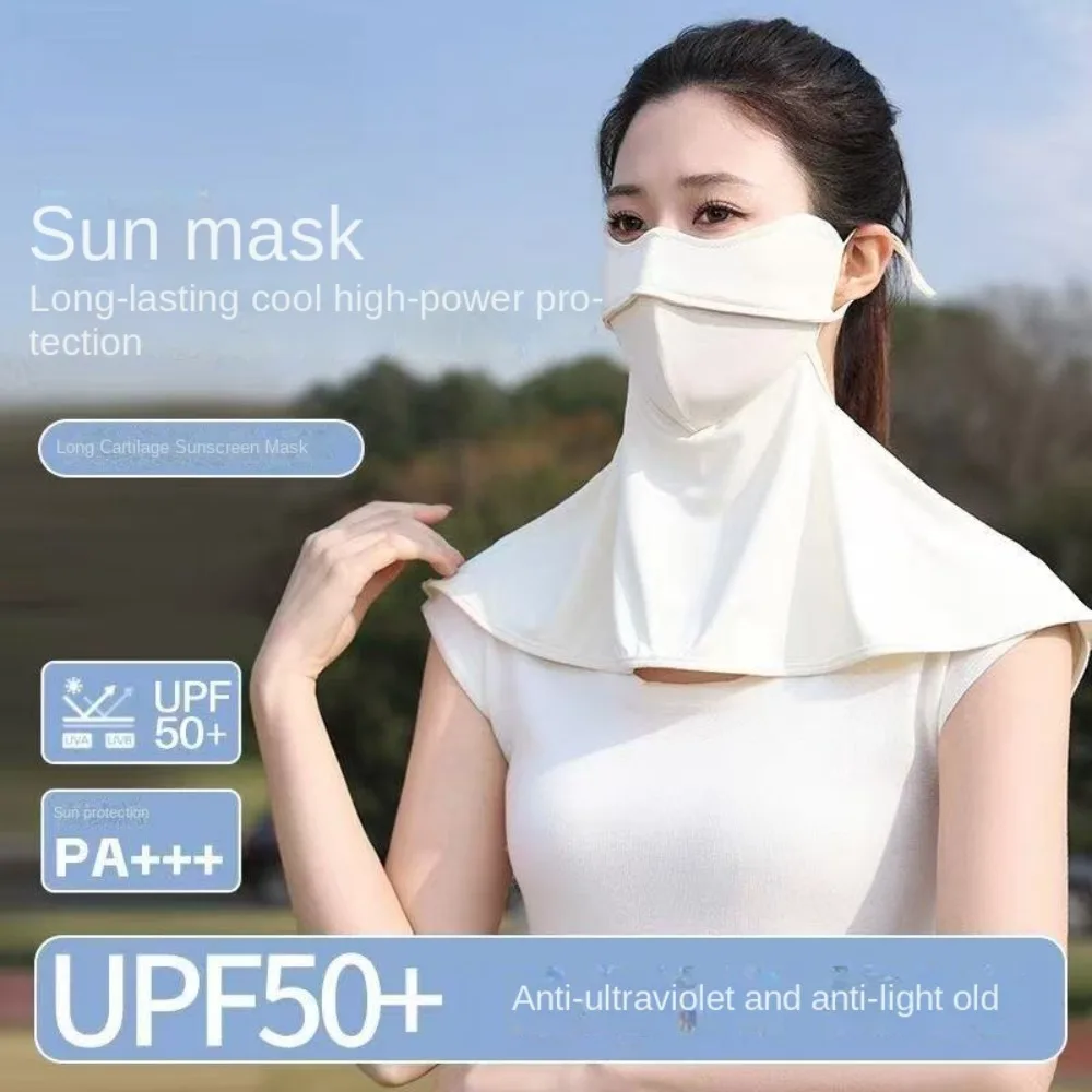 

Elastic Solid Color Sunscreen Face Cover Face Protection Neck Gaiter Ice Silk Mask Scarves Dustproof UV Protection Veil Sports