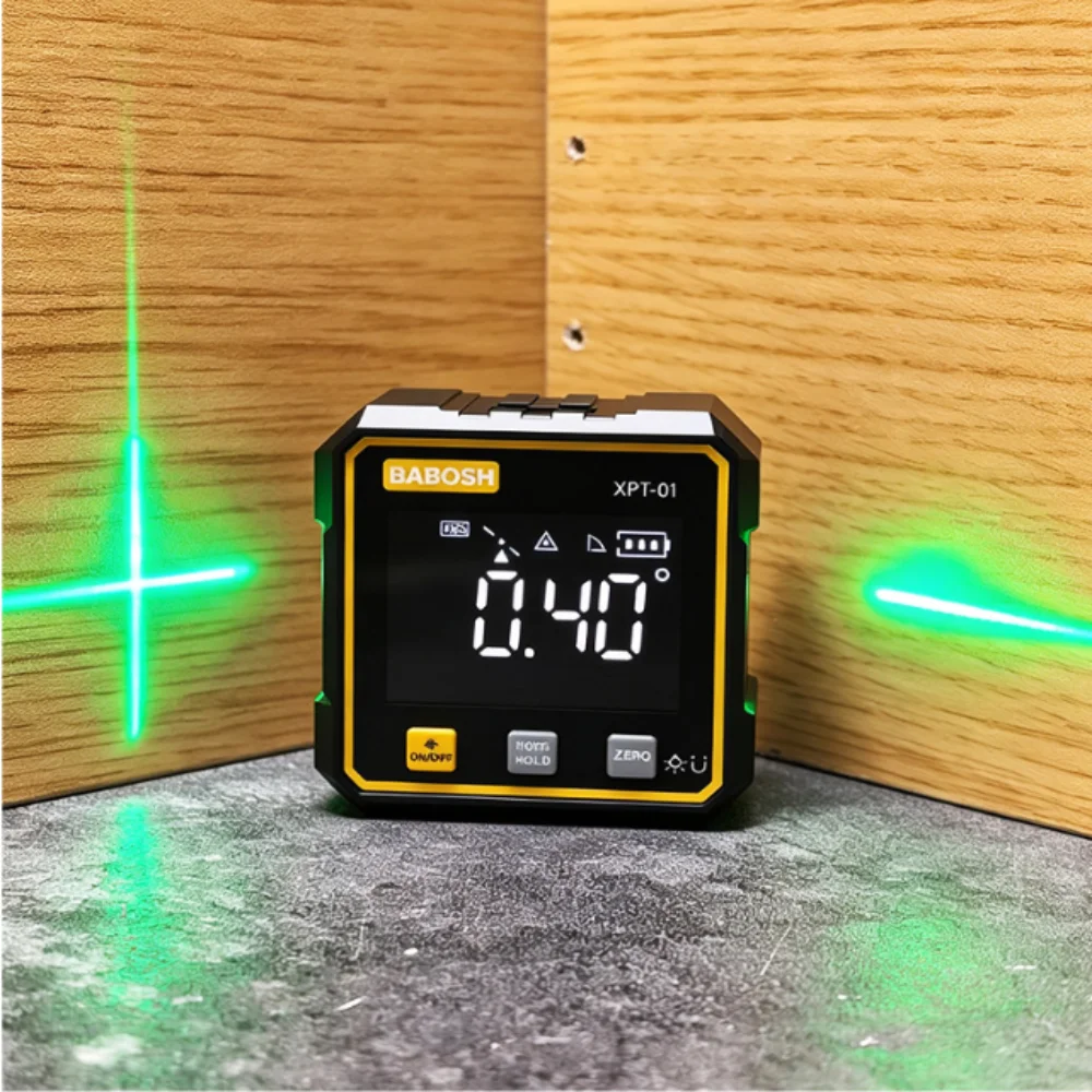 Dual Laser Cross Line Digital Inclinometer Digital Display Data Lock Laser Inclinometer Energy Save Four Side Magnetic