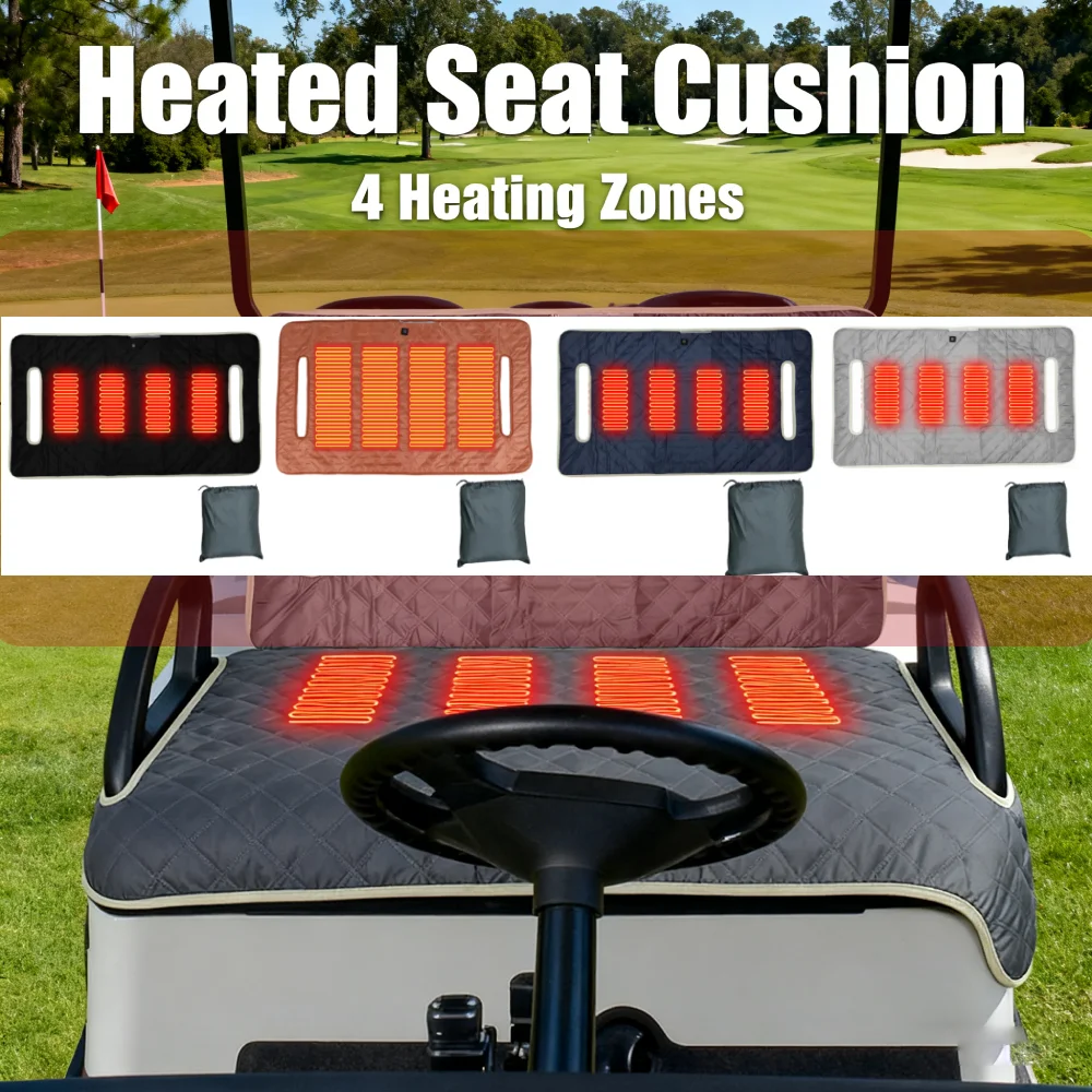 

Golf Cart Seat Towel Blanket Comfortable Heated Seat Cushion USB Type-C Dual Power Ports Travel Sports Cart Seat Cushion Cover