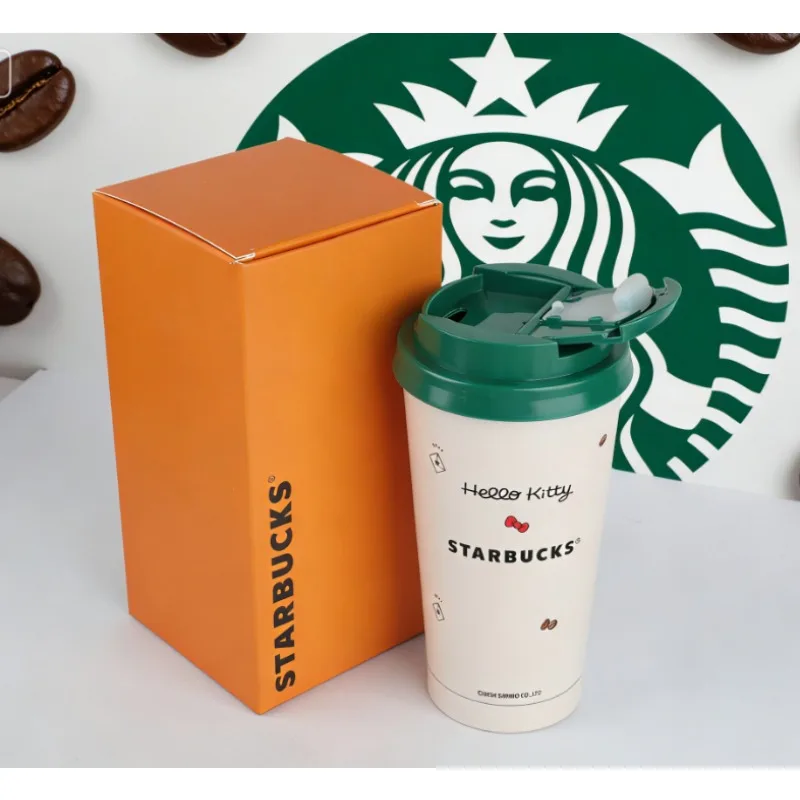 Starbucks New Hello Kitty Co-branded Straw Cup Stainless Steel Coffee Mug Cute Kitty Water Cup 473ml