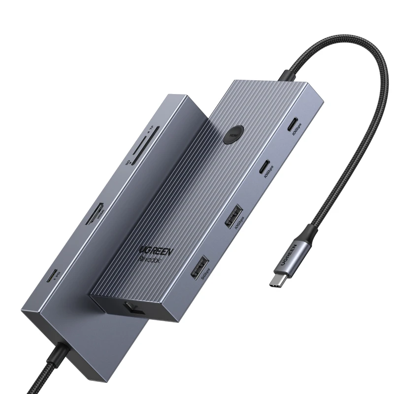 UGREEN USB HUB 9-w-1 4K60Hz HDMI PD100W RJ45 SD/TF USB3.2 Gen2 10Gbps do laptopów Dell MacBook HP Splitter Docking — zdjęcie produktu 7
