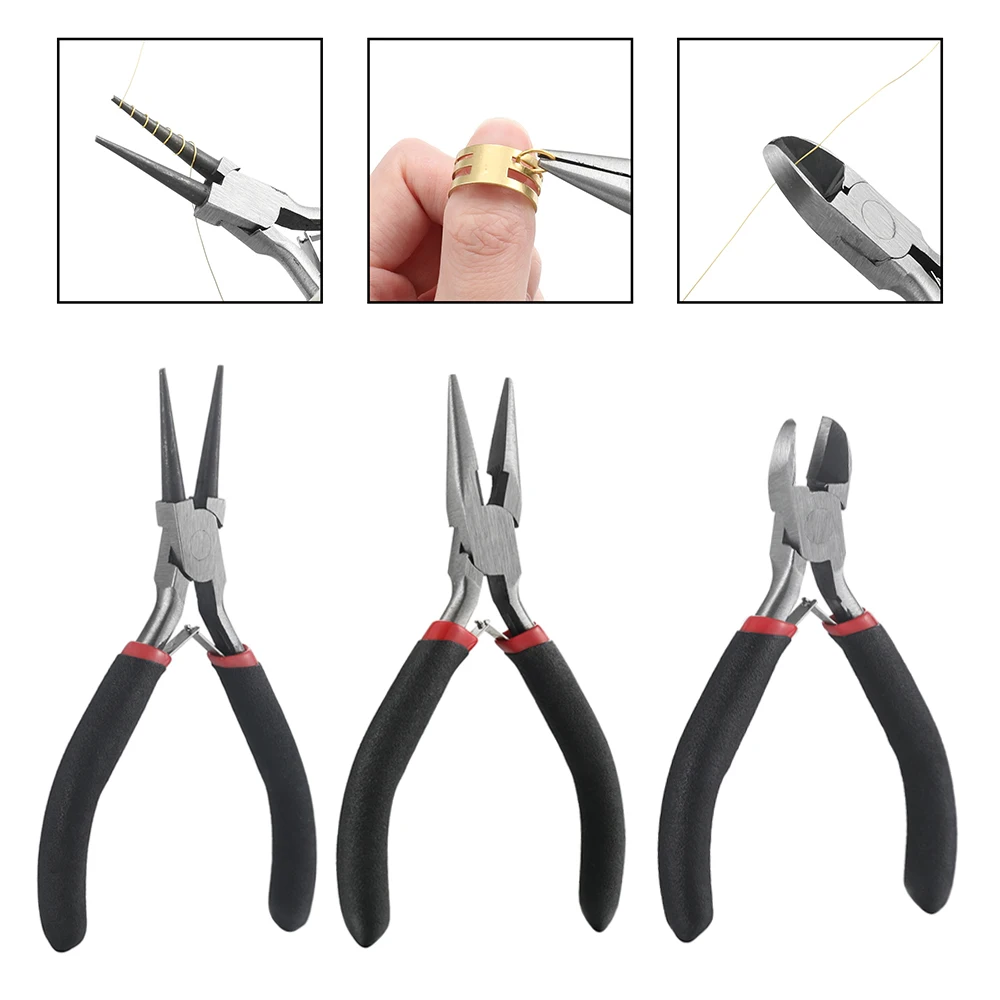 

3pcs/Set 3 Styles Jewelry Pliers Tools Kit Needle Round Nose Pliers Diagonal Plier for DIY Jewelry Making Repair Tool Supplies