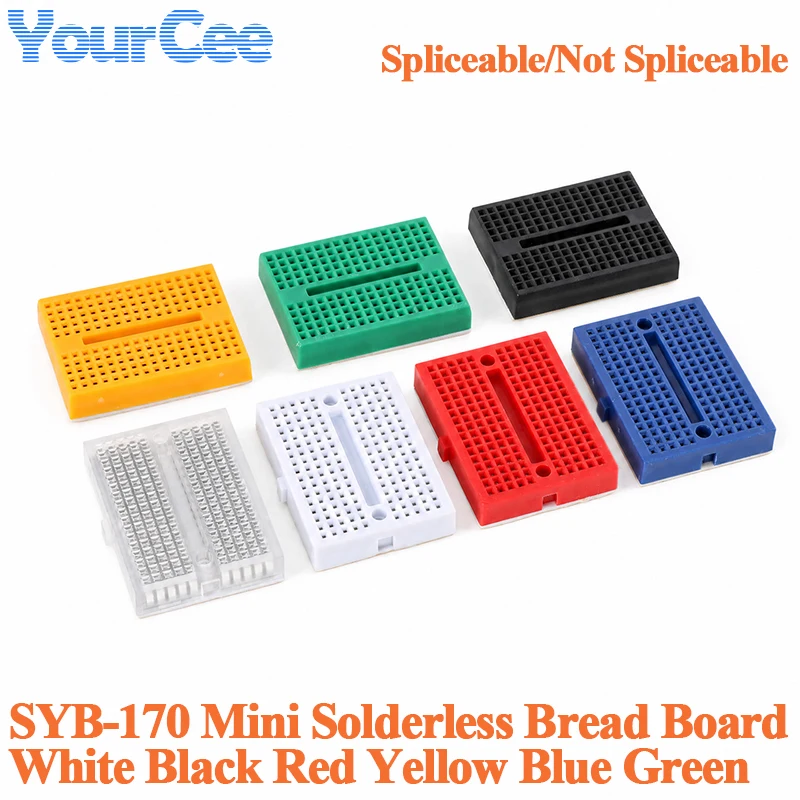 5PCS/1PC SYB-170 Mini Solderless Prototype Experiment Test Bread Board Spliced DIY Breadboard 170 Holes 35x47mm for ATMEGA PIC