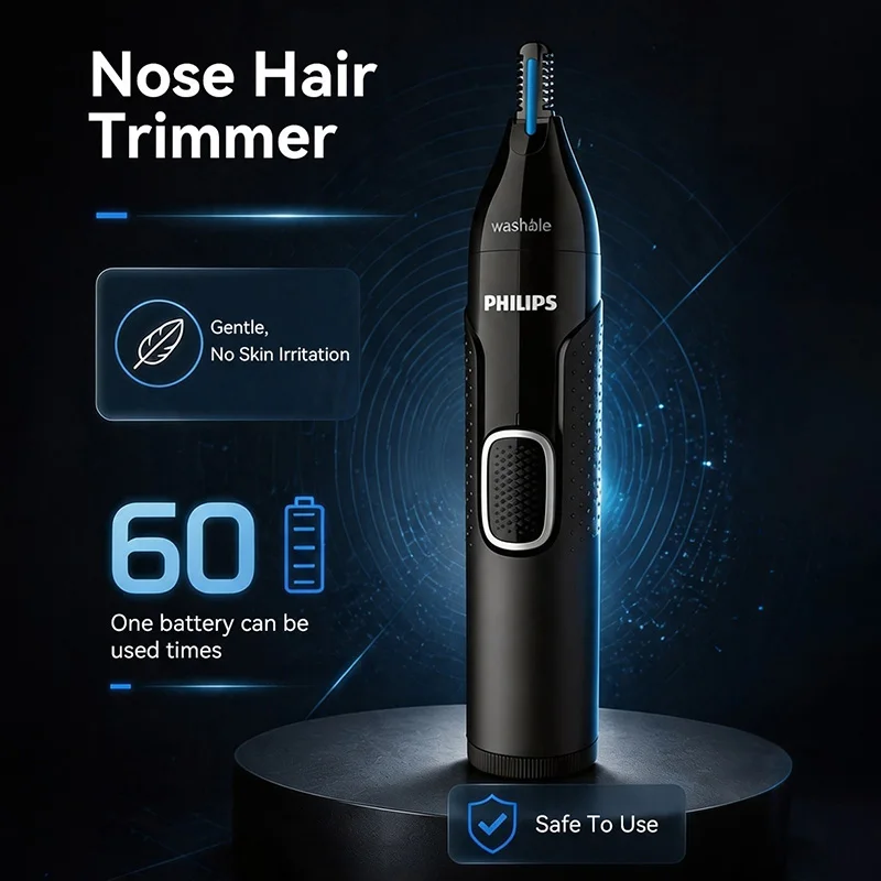 Philips Nose Hair Trimmer NT5650 Innovative Dual-sided Blades Easy Operation: Waterproof Design Allows Full-body Rinsing