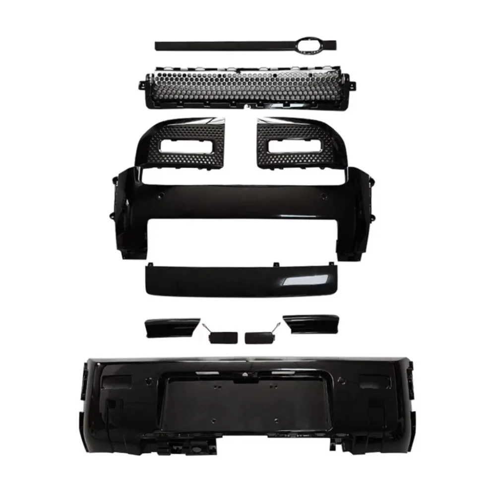 

110 90 2020 2023 All Gloss Black Front and Front Bumper Cover Trim Set Body Kit