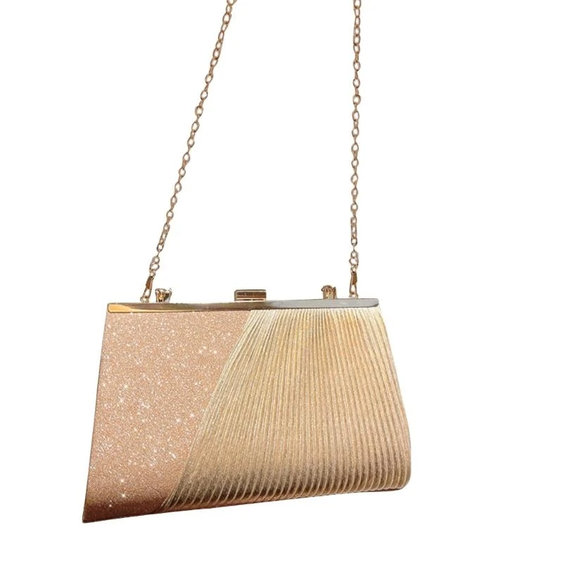 

Women Evening Bag Glitter Handbag Party Bridal Clutch with Detachable Chain
