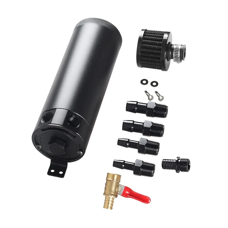 2-Port Baffled Air Oil Catch Can for Tank Reservoir with Drain for Valve Dropshipping