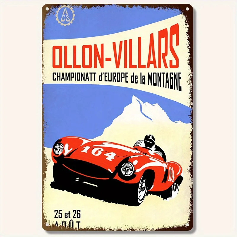 Vintage European Championship Racing Car Poster - Retro Design with Bold Typography, for Garage or Enthusiast Decor, Classi