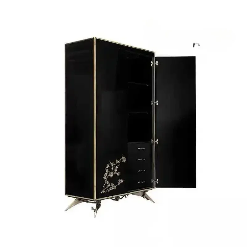 light luxury integrated wall locker high-end villa simple wardrobe creative pure copper high cabinet