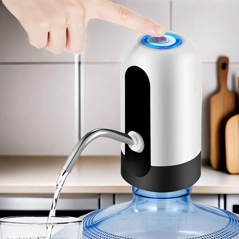 Bomba de botella de agua blanca/negra, dispensador de bomba de bebidas con interruptor automático de un clic, carga USB, interruptor automático, 1 ud.