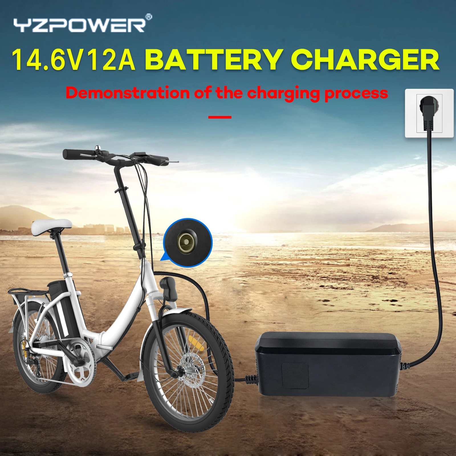 Cargador de batería YZPOWER 14,6 V 12 A 4S LiFePO4 |   Sistema de 12 V con ventilador de refrigeración y CE con pantalla
