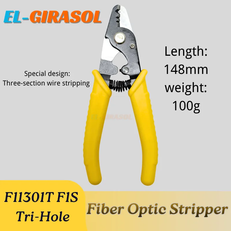 

F11301T F1S Tri-Hole Fiber Optic Stripper Clamp Stripping Pliers Miller Wire FS Cutter Fiber optic tool