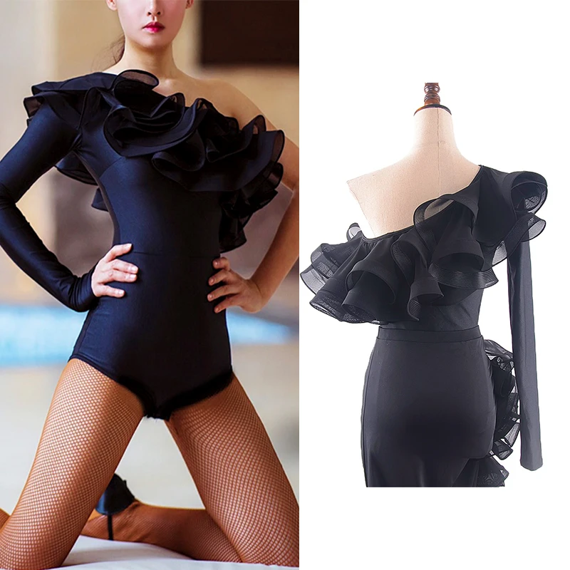 

Топы для танцев на плечах, костюм для бальных танцев, вальса, танго, новинка 2024, боди для латинских танцев, топы для выступлений, женские черные одинарные