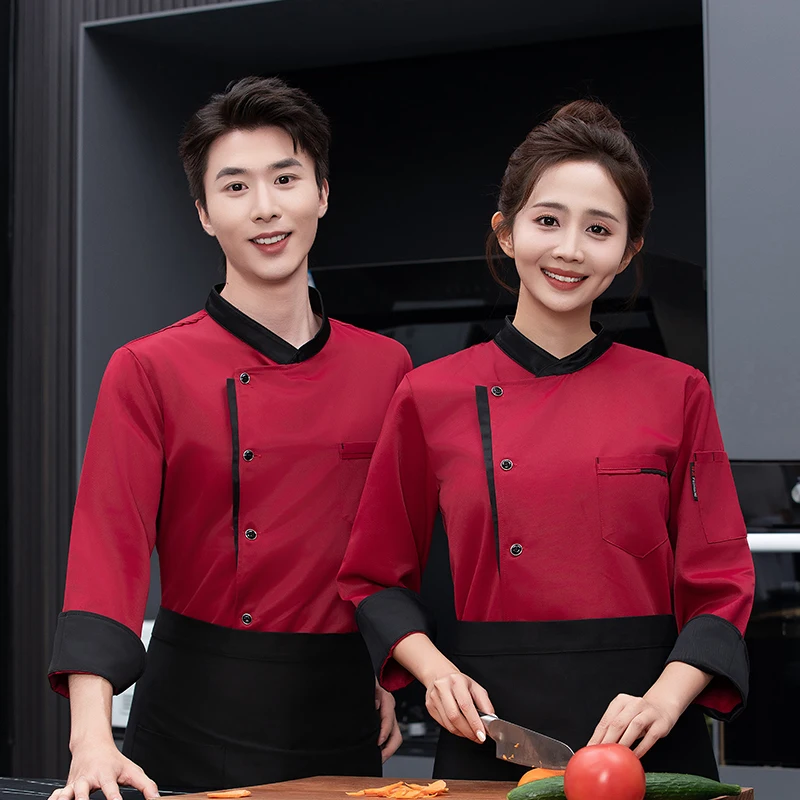 Ristorante Catering Giacca da cuoco Uomo Donna Camicia a maniche lunghe Hotel Cucina Uniforme Cameriere Abbigliamento da lavoro Panetteria Cucina Chef Cappotto Top