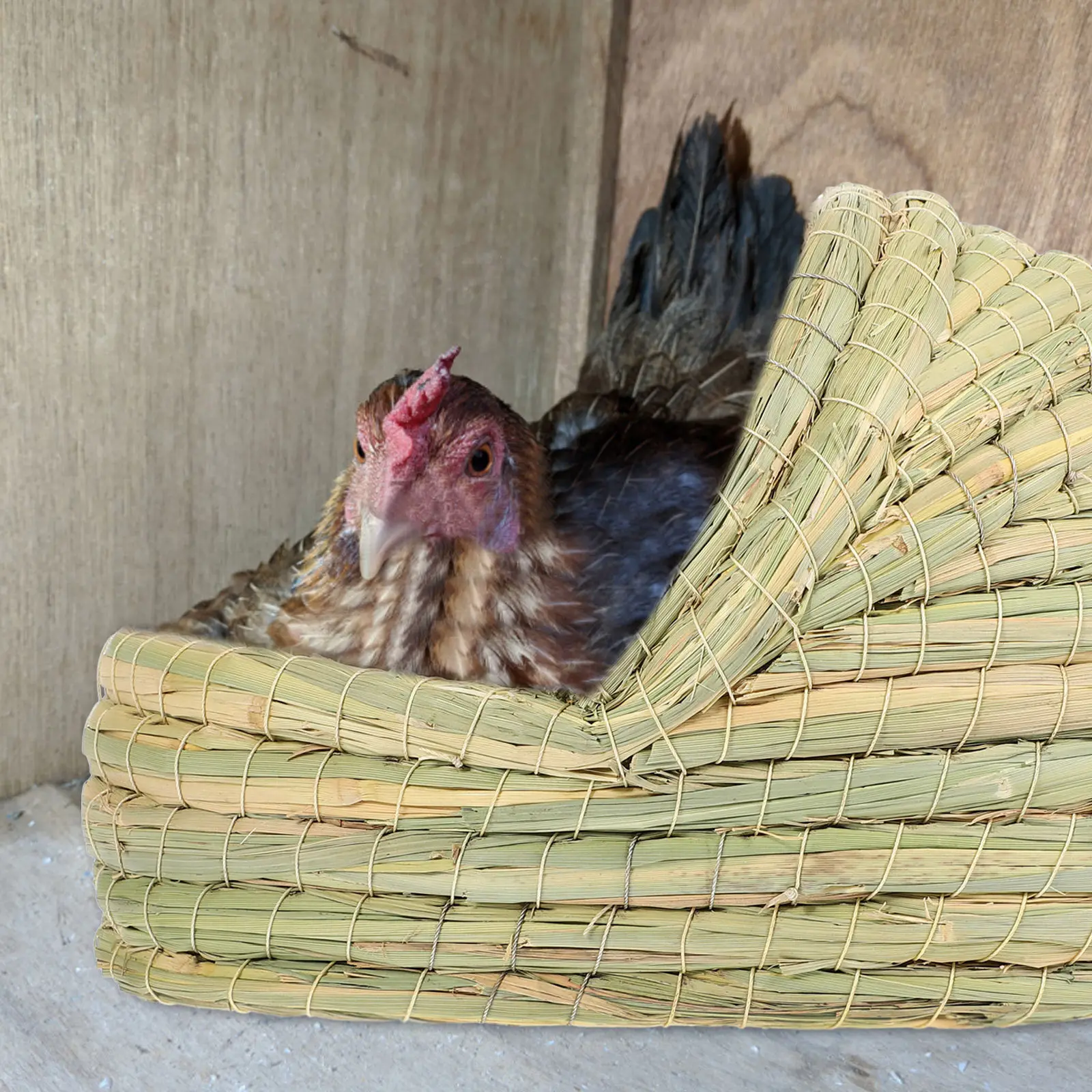 

Woven Chicken Coop Nest Natural Material Slipper Nest Chicken Laying Small Pet Sleeping Bed Straw Woven Bed