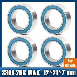 4PCS 3801-2RS MAX Bearing 12*21*7 mm Double Row Full Balls Bicycle Suspension Pivot Repair Parts 3801 Ball Bearings